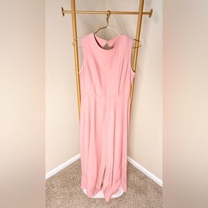 Chic Pink Sleeveless Midi Dress